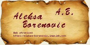 Aleksa Borenović vizit kartica